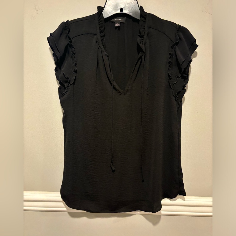 Women's Short Sleeve Fluttery Short Sleeves - Black Tamara H Size Small NWOT
